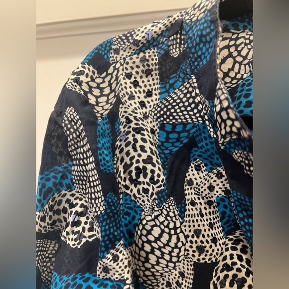 Tory Burch Stephanie Blue Sea Shell Sequins Detail Top Size 10 - Picture 6 of 7